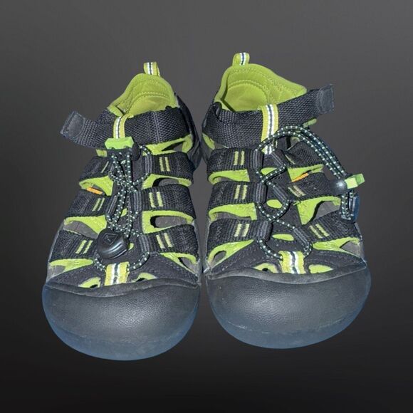 Keen Little Kids' Newport H2 Black/Neon Green Sandal Size 1 - Picture 5 of 7